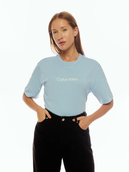 Calvin Klein - Blue Textured Relaxed Fit Cotton T-Shirt