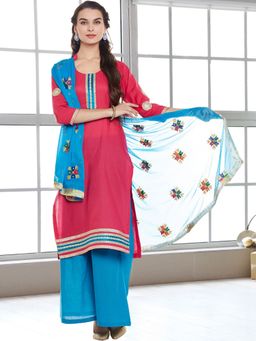 Chhabra 555 - Pink Unstitched Dress Material