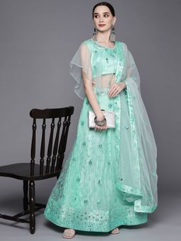 Chhabra 555 - Turquoise Flared Lehenga with Choli & Dupatta