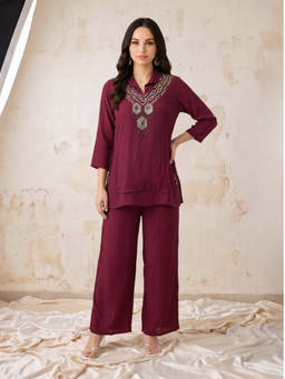 Autumnlane - Women Chiffon Solid/Plain Co-Ord Set