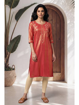 Aurelia - Women Rayon Embroidered Kurta With Leggings