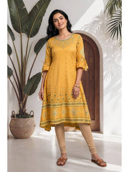 Aurelia - Women Polyester Geometric Kurta With Leggings