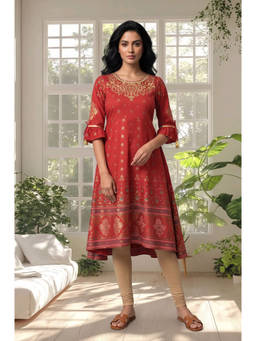 Aurelia - Women Polyester Printed Kurta With Leggings