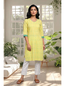 Aurelia - Women Pure Cotton Stripes Kurta With Pant