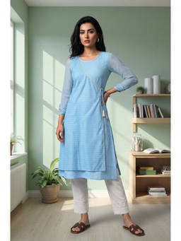 Aurelia - Women Viscose Blend Self Design 1 Angarkha Kurta, 1 Pant