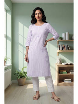 Aurelia - Women Cotton Stripes Kurta With Pant