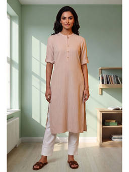 Aurelia - Women Cotton Blend Stripes Kurta With Palazzo