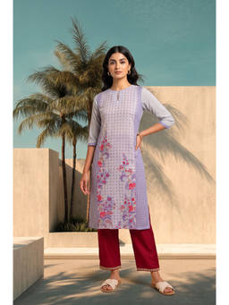 W - Muslin Silk Floral Kurta With Pant
