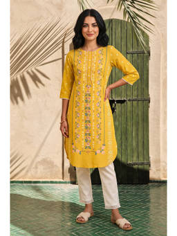 W - Pure Cotton Floral Kurta With Pant