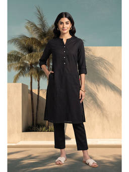 W - Cotton Flex Solid/Plain Kurta With Pant