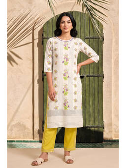 W - Cotton Flex Floral Kurta With Pant