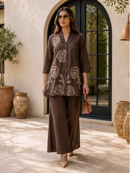 Autumnlane - Women Cotton Solid/Plain Co-Ord Set