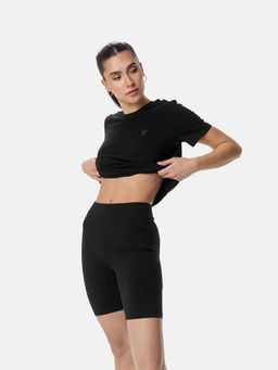 Cardio Bunny - Stretchable Sculpting Compression Mid-Rise Pocket Biker Slim Fit Sports Shorts