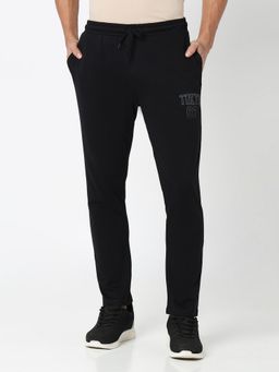 R&B - Black Cotton Graphic Tapered Track Pant
