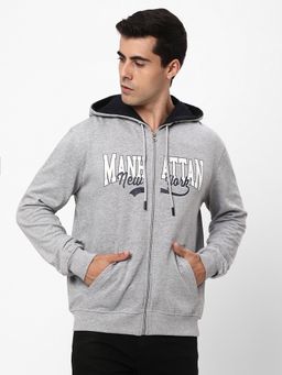R&B - Grey Typographic Hooded Jacket