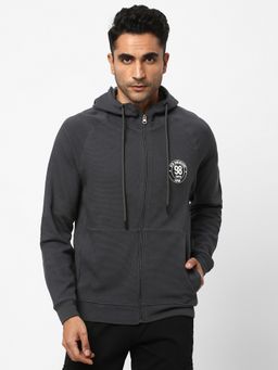 R&B - Charcoal Solid Hooded Jacket