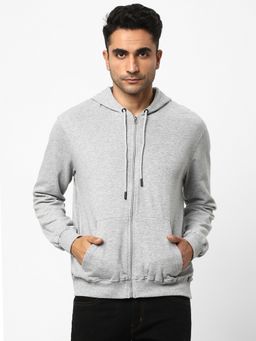 R&B - Grey Cotton Hooded Jacket