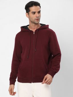 R&B - Cotton Maroon Solid Hoodie