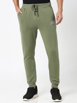 R&B - Green Cotton Blend Graphic Tapered Track Pant