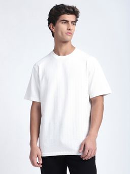 R&B - Textured Regular White T-Shirt