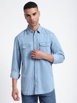 R&B - Blue Denim Solid Shirt