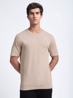 R&B - Solid Regular Beige T-Shirt