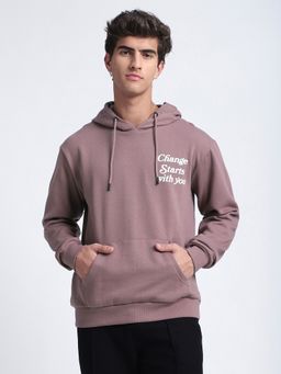 R&B - Mauve Typography Print Regular Hoodie