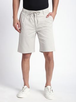 R&B - Solid Cotton Blend Off White Shorts