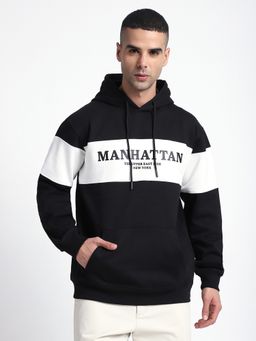 R&B - Black Typography Print Regular Hoodie