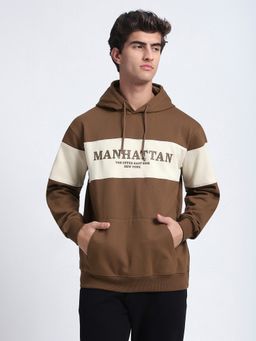 R&B - Brown Typography Print Regular Hoodie