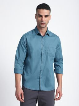 R&B - Blue Cotton Solid Shirt
