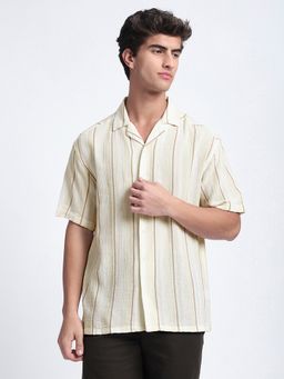 R&B - Ivory Cotton Stripes Shirt