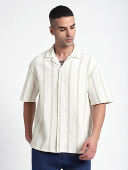 R&B - Ivory Cotton Stripes Shirt