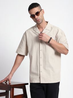 R&B - Beige Cotton Textured Shirt