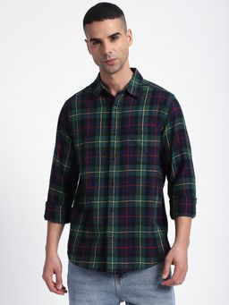 R&B - Green Cotton Checks Shirt