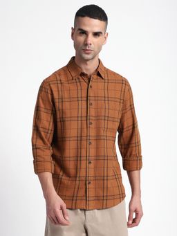 R&B - Brown Cotton Checks Shirt