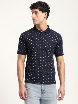 R&B - Graphic Slim Navy Blue Polo T-Shirt