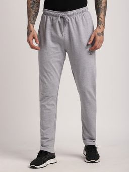 R&B - Grey Cotton Solid Straight Track Pant