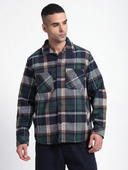 R&B - Green Checked Relaxed Fit Shacket
