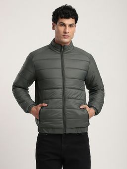 R&B - Olive Striped Puffer Jacket