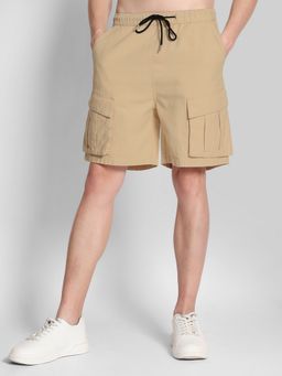 Bene Kleed - Solid Relaxed Fit Khaki Cargo Shorts
