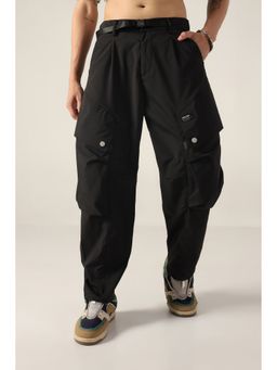 MONOTONE - Black Polyester Solid Straight Trouser