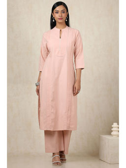 Soch - Women's Peach Cotton Kurta & Pant With Cutdana (Set of 2)