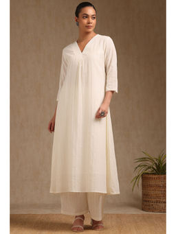 Soch - Women's Off White Cotton Kurta & Palazzo (Set of 2)