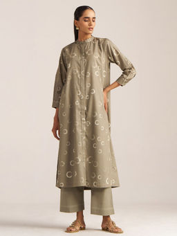 Ganga Fashions - Aloe Corduroy Kurta with Pant (Set of 2)