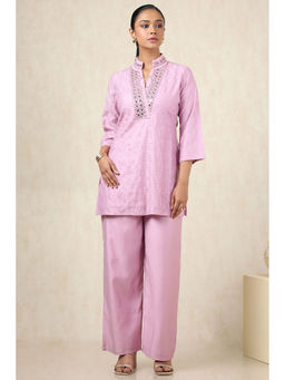 Soch - Women's Pink Roman Silk Geometric Co-Ord (Set of 2)