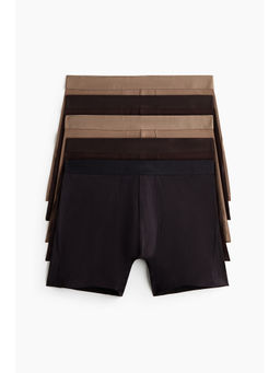 H&M - Men Brown 5-Pack Mid Trunks With Lycra