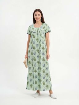 Sweet Dreams - Women'S Floral Printed 100% Cotton Full Length Nightdress.