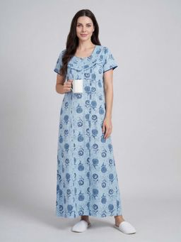 Sweet Dreams - Women'S Floral Printed 100% Cotton Full Length Nightdress.