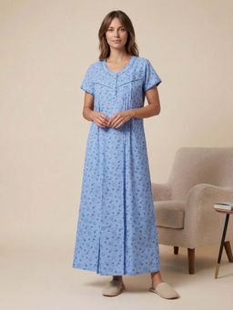 Sweet Dreams - Women'S Floral Printed 100% Cotton Full-Length Nightdress.